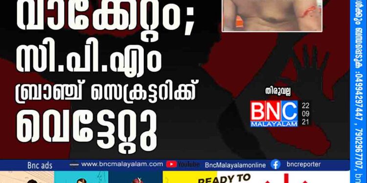 ഫേസ്​ബുക്ക് പോസ്​റ്റിനെച്ചൊല്ലി വാക്കേറ്റം; സി.​പി.​എം ബ്രാ​ഞ്ച് സെ​ക്ര​ട്ട​റി​ക്ക് വെ​ട്ടേ​റ്റു.