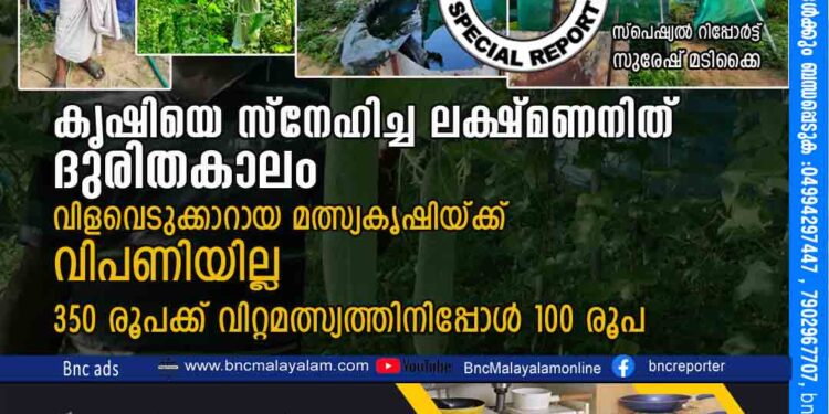 കൃഷിയെ സ്നേഹിച്ച ലക്ഷ്മണനിത് ദുരിതകാലം വിളവെടുക്കാറായ മത്സ്യകൃഷിയ്ക്ക് വിപണിയില്ല 350 രൂപക്ക് വിറ്റമത്സ്യത്തിനിപ്പോൾ 100 രൂപ.