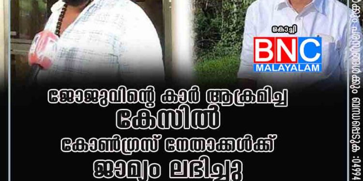 ജോജുവിന്റെ കാർ ആക്രമിച്ച കേസിൽ കോൺഗ്രസ് നേതാക്കൾക്ക് ജാമ്യം ലഭിച്ചു