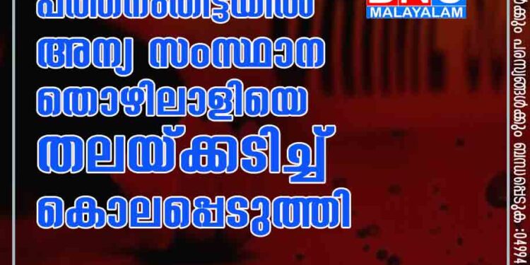 പത്തനംതിട്ടയിൽ അന്യ സംസ്ഥാന തൊഴിലാളിയെ തലയ്ക്കടിച്ച് കൊലപ്പെടുത്തി