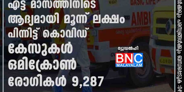 ഇന്ത്യയിൽ മൂന്നാം തരംഗം അതിരൂക്ഷം; എട്ട് മാസത്തിനിടെ ആദ്യമായി മൂന്ന് ലക്ഷം പിന്നിട്ട് കൊവിഡ് കേസുകൾ, ഒമിക്രോൺ രോഗികൾ 9,287