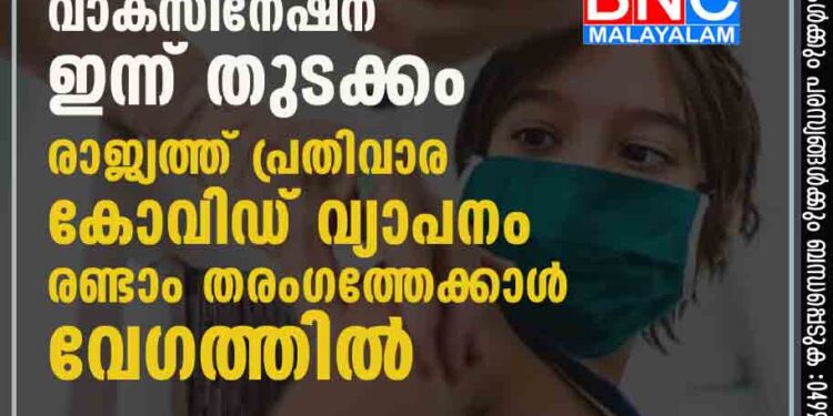 കൗമാരക്കാരിലെ വാക്‌സിനേഷന് ഇന്ന് തുടക്കം; രാജ്യത്ത് പ്രതിവാര കോവിഡ് വ്യാപനം രണ്ടാം തരംഗത്തേക്കാള്‍ വേഗത്തില്‍