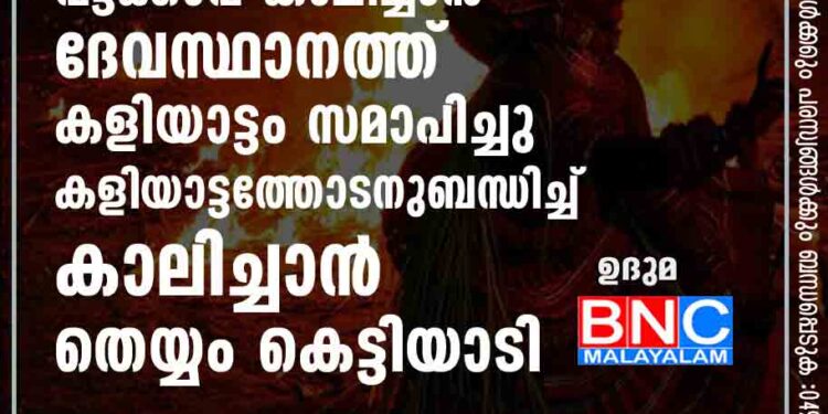 ഉദുമ ഉദയമംഗലം വട്ടക്കാവ് കാലിച്ചാന്‍ ദേവസ്ഥാനത്ത് കളിയാട്ടം സമാപിച്ചു. കളിയാട്ടത്തോടനുബന്ധിച്ച് കാലിച്ചാന്‍ തെയ്യം കെട്ടിയാടി.