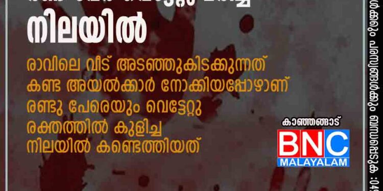 പാലക്കാട് പുതുപ്പരിയാരത്ത് രണ്ട് പേര്‍ വെട്ടേുമരിച്ച നിലയില്‍ രാവിലെ വീട് അടഞ്ഞുകിടക്കുന്നത് കണ്ട അയല്‍ക്കാര്‍ നോക്കിയപ്പോഴാണ് രണ്ടു പേരെയും വെട്ടേറ്റു രക്തത്തില്‍ കുളിച്ച നിലയില്‍ കണ്ടെത്തിയത്.