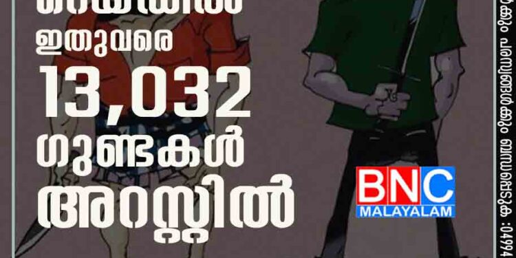 സംസ്ഥാന വ്യാപക റെയ്ഡിൽ ഇതുവരെ 13,032 ഗുണ്ടകള്‍ അറസ്റ്റിൽ