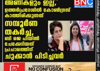 നേതാക്കളും ഇല്ല അണികളും ഇല്ല, ഉത്തർപ്രദേശിൽ കോൺഗ്രസ് കാത്തിരിക്കുന്നത് സമ്പൂർണ തകർച്ച, ബി ജെ പിയിൽ ചേക്കേറിയത് പ്രചാരത്തിന് ചുക്കാൻ പിടിച്ചവർ