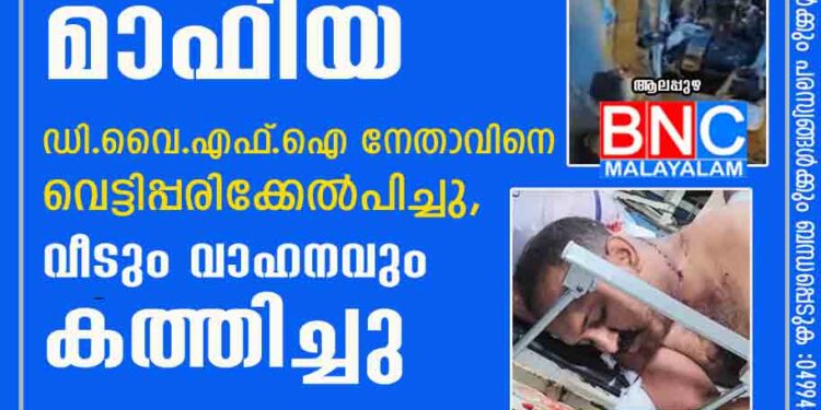 കഞ്ചാവ് - മയക്കു മരുന്ന് മാഫിയ ഡിവൈഎഫ്‌ഐ നേതാവിനെ വെട്ടിപ്പരിക്കേല്‍പിച്ചു, വീടും വാഹനവും കത്തിച്ചു