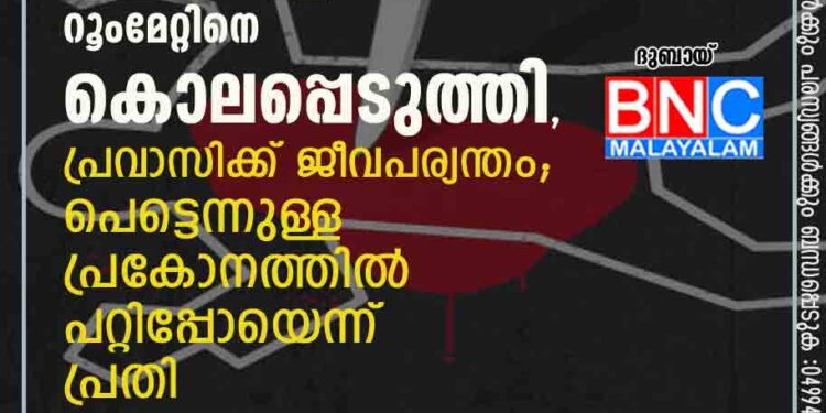 ഗൾഫിലെത്തി ഇരുപത്തിനാല് മണിക്കൂറിനുള്ളിൽ റൂംമേറ്റിനെ കൊലപ്പെടുത്തി, പ്രവാസിക്ക് ജീവപര്യന്തം; പെട്ടെന്നുള്ള പ്രകോനത്തിൽ പറ്റിപ്പോയെന്ന് പ്രതി