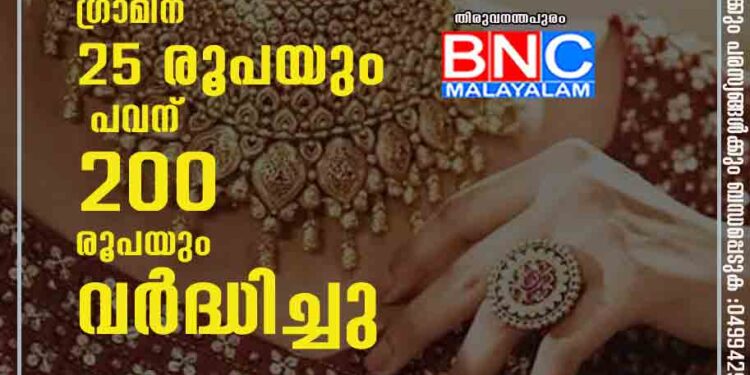 സ്വർണവില കുതിപ്പ് തുടരുന്നു; ഗ്രാമിന് 25 രൂപയും പവന് 200 രൂപയും വർദ്ധിച്ചു