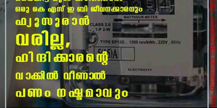 ബില്ലടച്ചില്ലെങ്കിലും വൈകിട്ട് മൂന്ന് കഴിഞ്ഞാൽ ഒരു കെ എസ് ഇ ബി ജീവനക്കാരനും ഫ്യൂസൂരാൻ വരില്ല, ഹിന്ദിക്കാരന്റെ വാക്കിൽ വീണാൽ പണം നഷ്ടമാവും