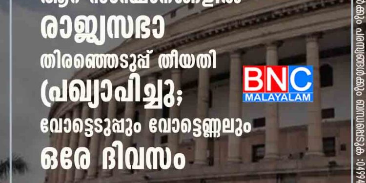 കേരളം ഉൾപ്പടെ ആറ് സംസ്ഥാനങ്ങളിൽ രാജ്യസഭാ തിരഞ്ഞെടുപ്പ് തീയതി പ്രഖ്യാപിച്ചു; വോട്ടെടുപ്പും വോട്ടെണ്ണലും ഒരേ ദിവസം