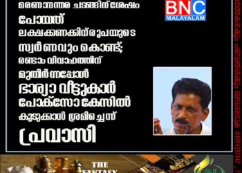 ഭാര്യയുടെ മരണാനന്തര ചടങ്ങിന് ശേഷം പോയത് ലക്ഷക്കണക്കിന് രൂപയുടെ സ്വർണവും കൊണ്ട്; രണ്ടാം വിവാഹത്തിന് മുതിർന്നപ്പോൾ ഭാര്യാ വീട്ടുകാർ പോക്‌സോ കേസിൽ കുടുക്കാൻ ശ്രമിച്ചെന്ന് പ്രവാസി