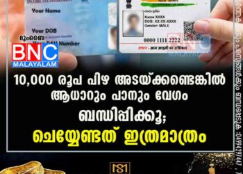 10,000 രൂപ പിഴ അടയ്ക്കണ്ടെങ്കിൽ ആധാറും പാനും വേഗം ബന്ധിപ്പിക്കൂ; ചെയ്യേണ്ടത് ഇത്രമാത്രം