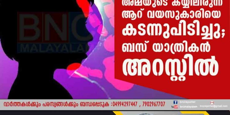 അമ്മയുടെ കയ്യിലിരുന്ന ആറ് വയസുകാരിയെ കടന്നുപിടിച്ചു; ബസ് യാത്രികൻ അറസ്റ്റിൽ