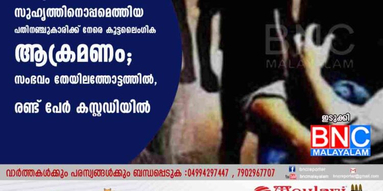 ഇടുക്കിയിൽ സുഹൃത്തിനൊപ്പമെത്തിയ പതിനഞ്ചുകാരിക്ക് നേരെ കൂട്ടലൈംഗിക ആക്രമണം; സംഭവം തേയിലത്തോട്ടത്തിൽ, രണ്ട് പേർ കസ്റ്റഡിയിൽ