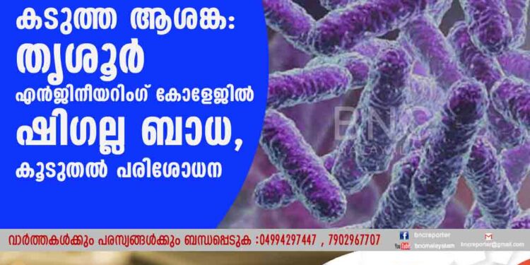 കടുത്ത ആശങ്ക: തൃശൂര്‍ എന്‍ജിനീയറിംഗ് കോളേജിൽ ഷിഗല്ല ബാധ, കൂടുതൽ പരിശോധന, കലോത്സവം മാറ്റി