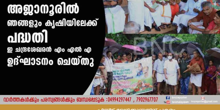 അജാനൂരില്‍ 'ഞങ്ങളും കൃഷിയിലേക്ക് ' പദ്ധതി ഇ ചന്ദ്രശേഖരന്‍ എം എല്‍ എ ഉദ്ഘാടനം ചെയ്തു