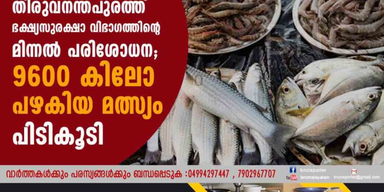 തിരുവനന്തപുരത്ത് ഭക്ഷ്യസുരക്ഷാ വിഭാഗത്തിന്റെ മിന്നൽ പരിശോധന; 9600 കിലോ പഴകിയ മത്സ്യം പിടികൂടി