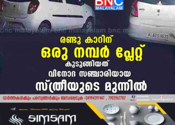 രണ്ടു കാറിന് ഒരു നമ്പർ പ്ലേറ്റ്. കുടുങ്ങിയത് വിനോദ സഞ്ചാരിയായ സ്ത്രീയുടെ മുന്നിൽ