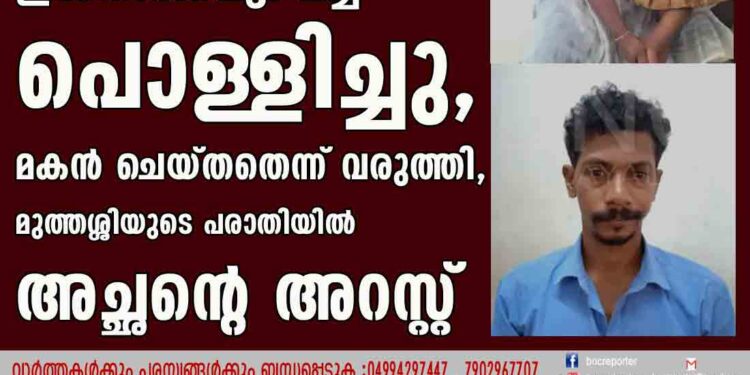 മകളെ ഇസ്തിരിപ്പെട്ടി വച്ച് പൊള്ളിച്ചു, മകൻ ചെയ്തതെന്ന് വരുത്തി, മുത്തശ്ശിയുടെ പരാതിയിൽ അച്ഛന്റെ അറസ്റ്റ്