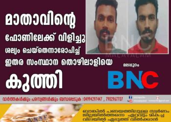 മാതാവിന്റെ ഫോണിലേക്ക് വിളിച്ചു ശല്യം ചെയ്തെന്നാരോപിച്ച് ഇതര സംസ്ഥാന തൊഴിലാളിയെ കുത്തി