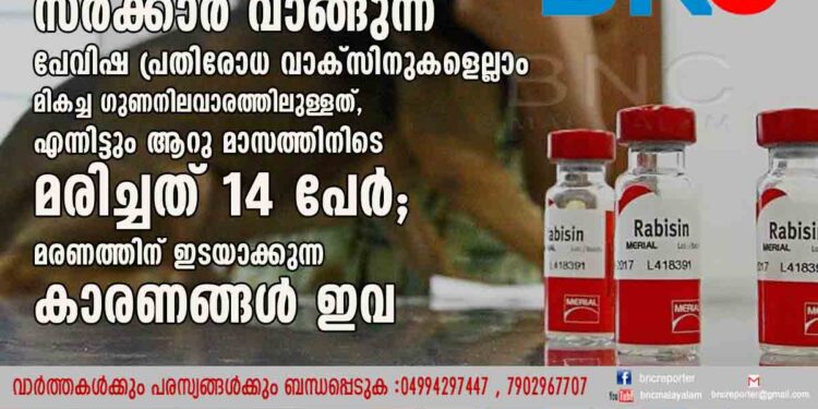 സർക്കാർ വാങ്ങുന്ന പേവിഷ പ്രതിരോധ വാക്സിനുകളെല്ലാം മികച്ച ഗുണനിലവാരത്തിലുള്ളത്,​ എന്നിട്ടും ആറു മാസത്തിനിടെ മരിച്ചത് 14 പേർ; മരണത്തിന് ഇടയാക്കുന്ന കാരണങ്ങൾ ഇവ