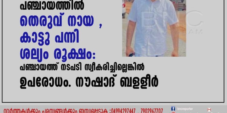 മൊഗ്രാൽപുത്തൂർ പഞ്ചായത്തിൽ തെരുവ് നായ ,കാട്ടു പന്നി ശല്യം രൂക്ഷം: പഞ്ചായത്ത് നടപടി സ്വീകരിച്ചില്ലെങ്കിൽ ഉപരോധം. നൗഷാദ് ബളളീർ