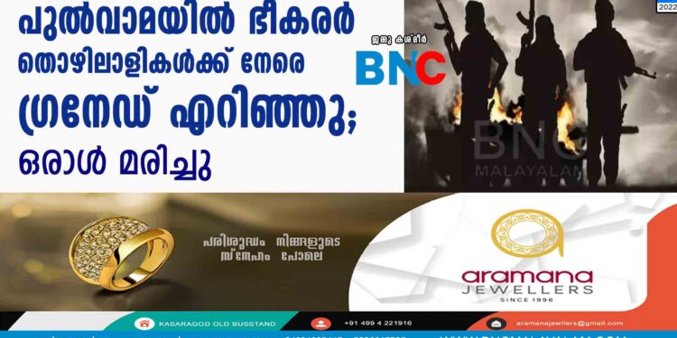 പുൽവാമയിൽ ഭീകരർ തൊഴിലാളികൾക്ക് നേരെ ഗ്രനേഡ് എറിഞ്ഞു; ഒരാൾ മരിച്ചു