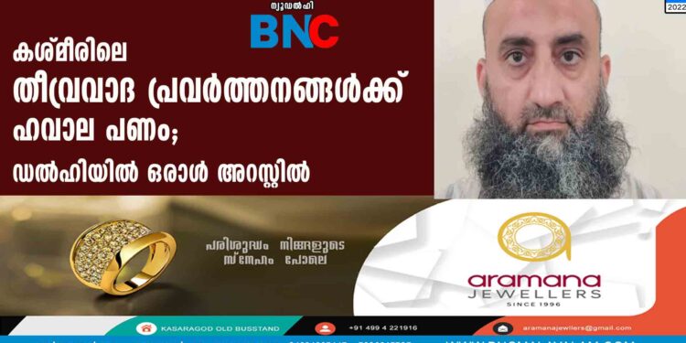 കശ്മീരിലെ തീവ്രവാദ പ്രവര്‍ത്തനങ്ങള്‍ക്ക് ഹവാല പണം; ഡല്‍ഹിയില്‍ ഒരാള്‍ അറസ്റ്റില്‍