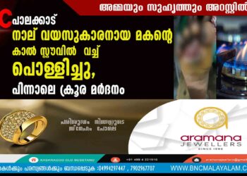 പാലക്കാട് നാല് വയസുകാരനായ മകന്റെ കാൽ സ്റ്റൗവിൽ  വച്ച് പൊള്ളിച്ചു, പിന്നാലെ ക്രൂര മർദനം