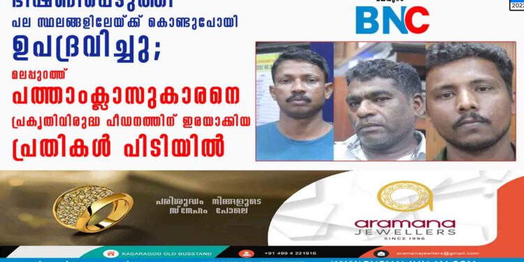 ഭീഷണിപ്പെടുത്തി പല സ്ഥലങ്ങളിലേയ്ക്ക് കൊണ്ടുപോയി ഉപദ്രവിച്ചു; മലപ്പുറത്ത് പത്താംക്ലാസുകാരനെ പ്രകൃതിവിരുദ്ധ പീഡനത്തിന് ഇരയാക്കിയ പ്രതികൾ പിടിയിൽ