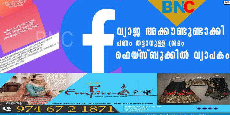 വ്യാജ അക്കൗണ്ടുണ്ടാക്കി പണം തട്ടാനുള്ള ശ്രമം ഫെയ്‌സ്ബുക്കില്‍ വ്യാപകം