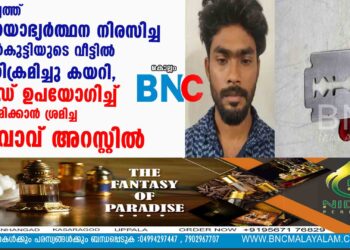 കൊല്ലത്ത് പ്രണയാഭ്യർത്ഥന നിരസിച്ച പെൺകുട്ടിയുടെ വീട്ടിൽ അതിക്രമിച്ചു കയറി, ബ്ലേഡ് ഉപയോഗിച്ച് ആക്രമിക്കാൻ ശ്രമിച്ച യുവാവ് അറസ്റ്റിൽ