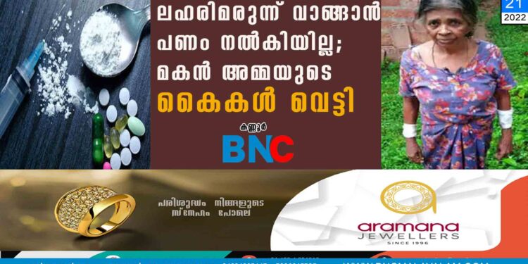 ലഹരിമരുന്ന് വാങ്ങാൻ പണം നൽകിയില്ല; മകൻ അമ്മയുടെ കൈകൾ വെട്ടി