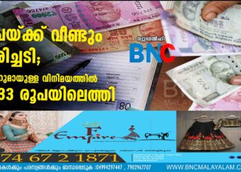 രൂപയ്ക്ക് വീണ്ടും തിരിച്ചടി; ഡോളറുമായുള്ള വിനിമയത്തില്‍ 82.33 രൂപയിലെത്തി