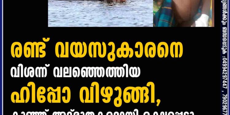 കളിച്ചുകൊണ്ടിരുന്ന രണ്ട് വയസുകാരനെ വിശന്ന് വലഞ്ഞെത്തിയ ഹിപ്പോ വിഴുങ്ങി, കുഞ്ഞ് അദ്ഭുതകരമായി രക്ഷപ്പെട്ടു 