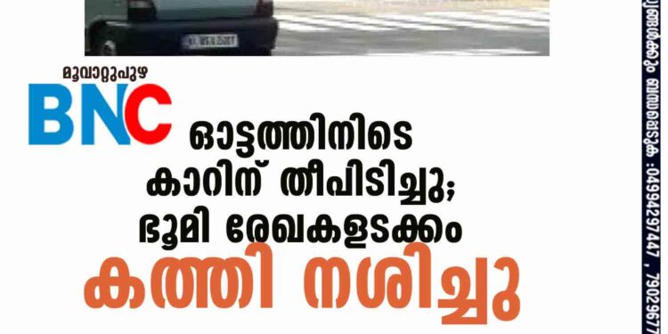 ഓട്ടത്തിനിടെ കാറിന് തീപിടിച്ചു; ഭൂമി രേഖകളടക്കം കത്തി നശിച്ചു