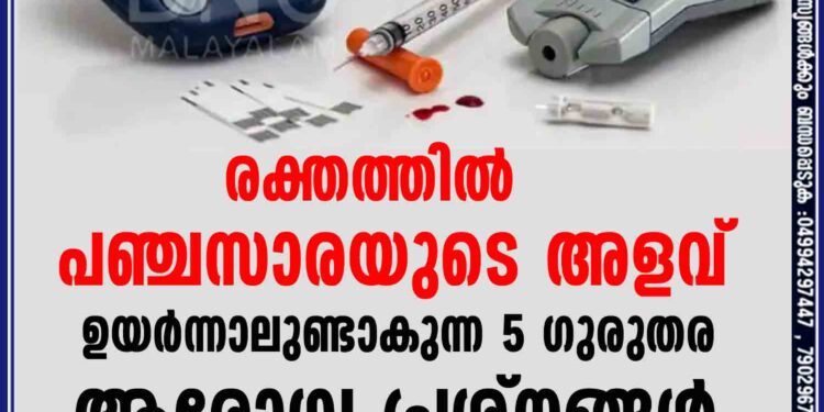 രക്തത്തിൽ പഞ്ചസാരയുടെ അളവ് ഉയർന്നാലുണ്ടാകുന്ന 5 ഗുരുതര ആരോഗ്യ പ്രശ്നങ്ങൾ