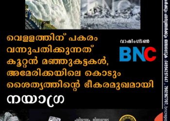 വെള്ളത്തിന് പകരം വന്നുപതിക്കുന്നത് കൂറ്റൻ മഞ്ഞുകട്ടകൾ, അമേരിക്കയിലെ കൊടും ശൈത്യത്തിന്റെ ഭീകരമുഖമായി നയാഗ്ര