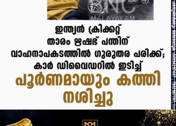 ഇന്ത്യൻ ക്രിക്കറ്റ് താരം ഋഷഭ് പന്തിന് വാഹനാപകടത്തിൽ ഗുരുതര പരിക്ക്; കാർ ഡിവെെഡറിൽ ഇടിച്ച് പൂർണമായും കത്തി നശിച്ചു