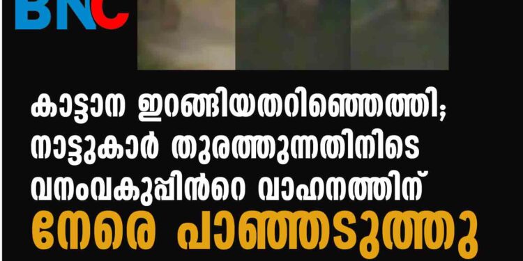 കാട്ടാന ഇറങ്ങിയതറിഞ്ഞെത്തി; നാട്ടുകാര്‍ തുരത്തുന്നതിനിടെ വനംവകുപ്പിന്‍റെ വാഹനത്തിന് നേരെ പാഞ്ഞടുത്തു