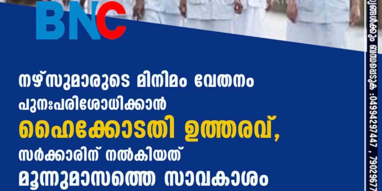 നഴ്‌‌സുമാരുടെ മിനിമം വേതനം പുനഃപരിശോധിക്കാൻ ഹൈക്കോടതി ഉത്തരവ്, സർക്കാരിന് നൽകിയത് മൂന്നുമാസത്തെ സാവകാശം