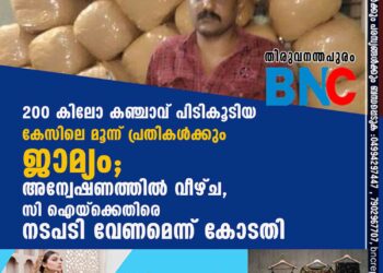 200 കിലോ കഞ്ചാവ് പിടികൂടിയ കേസിലെ മൂന്ന് പ്രതികൾക്കും ജാമ്യം; അന്വേഷണത്തിൽ വീഴ്ച, സി ഐയ്ക്കെതിരെ നടപടി വേണമെന്ന് കോടതി