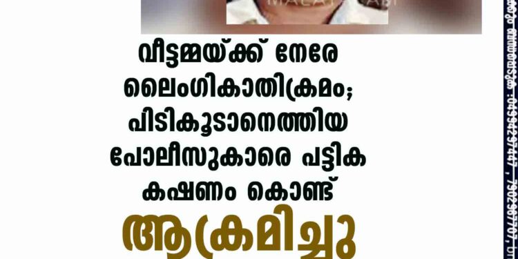 വീട്ടമ്മയ്ക്ക് നേരേ ലൈംഗികാതിക്രമം; പിടികൂടാനെത്തിയ പോലീസുകാരെ പട്ടിക കഷണം കൊണ്ട് ആക്രമിച്ചു