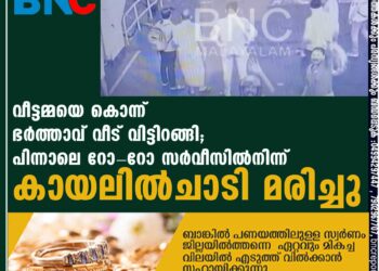 വീട്ടമ്മയെ കൊന്ന് ഭര്‍ത്താവ് വീട് വിട്ടിറങ്ങി; പിന്നാലെ റോ-റോ സര്‍വീസില്‍നിന്ന് കായലില്‍ചാടി മരിച്ചു