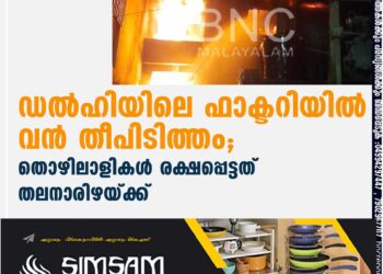 ഡൽഹിയിലെ ഫാക്ടറിയിൽ വൻ തീപിടിത്തം; തൊഴിലാളികൾ രക്ഷപ്പെട്ടത് തലനാരിഴയ്ക്ക്