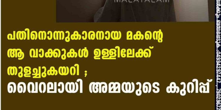 ‘‘പതിനൊന്നുകാരനായ മകന്റെ ആ വാക്കുകൾ ഉള്ളിലേക്ക് തുളച്ചുകയറി’’; വൈറലായി അമ്മയുടെ കുറിപ്പ്