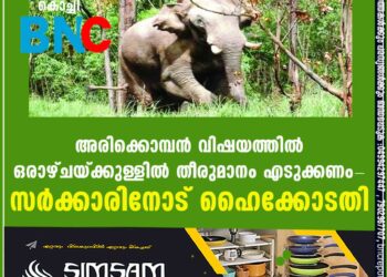 അരിക്കൊമ്പൻ വിഷയത്തിൽ ഒരാഴ്ചയ്ക്കുള്ളില്‍ തീരുമാനം എടുക്കണം- സര്‍ക്കാരിനോട് ഹൈക്കോടതി