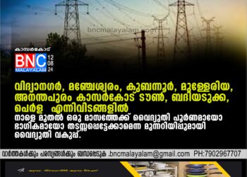 വൈദ്യുതി പൂര്‍ണമായോ ഭാഗികമായോ തടസ്സപ്പെട്ടേക്കാമെന്ന മുന്നറിയിപ്പുമായി വൈദ്യുതി വകുപ്പ്.