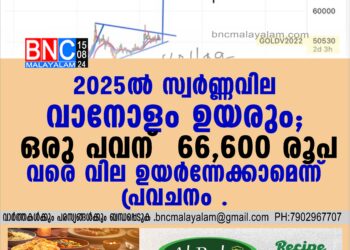 ഒരു പവന് 66,600 രൂപ വരെ വില ഉയര്‍ന്നേക്കാമെന്ന് പ്രവചനം .